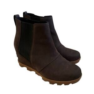 Sorel Brown Wedge Chelsea Ankle Boots